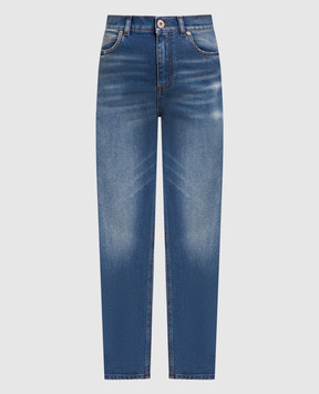 Balmain Blue slim jeans with a distressed effect BF1MG006DD64