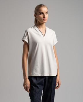 Brunello Cucinelli Gray t-shirt with monil chain M0T18BD222