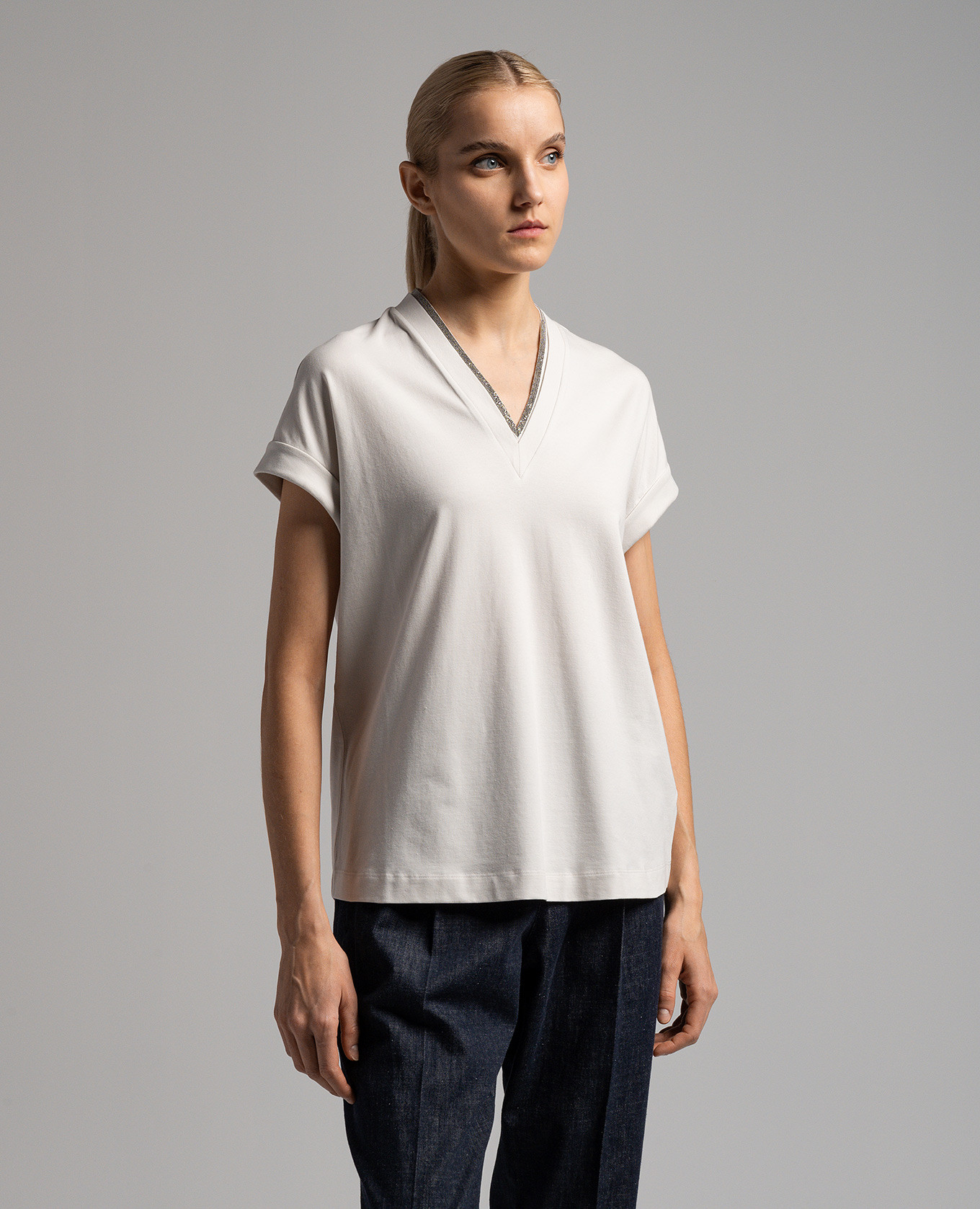 

Gray t-shirt with monil chain Brunello Cucinelli, Grey
