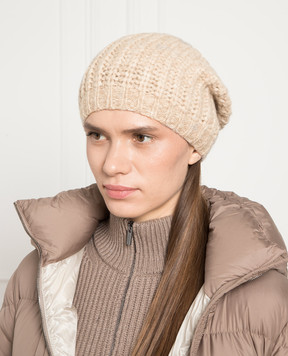 Peserico Beige cap in a textured pattern S36150F0309196