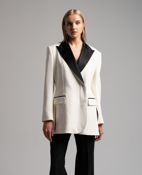 Dolce&Gabbana White double-breasted jacket with contrasting details F29XKTFURF3