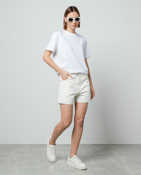 Off-White White denim shorts with logo patch OWYC015S24DEN002