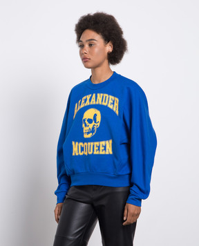 Alexander McQueen Blue sweatshirt with logo print 752345QZAJ5