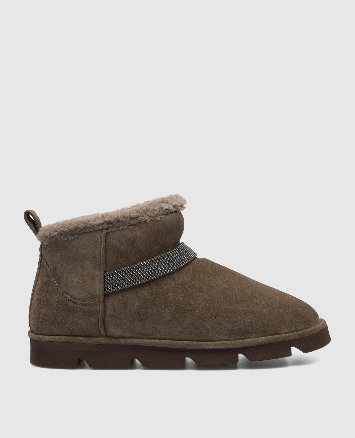 

Brown suede uggs with monil chain Brunello Cucinelli, Коричневый