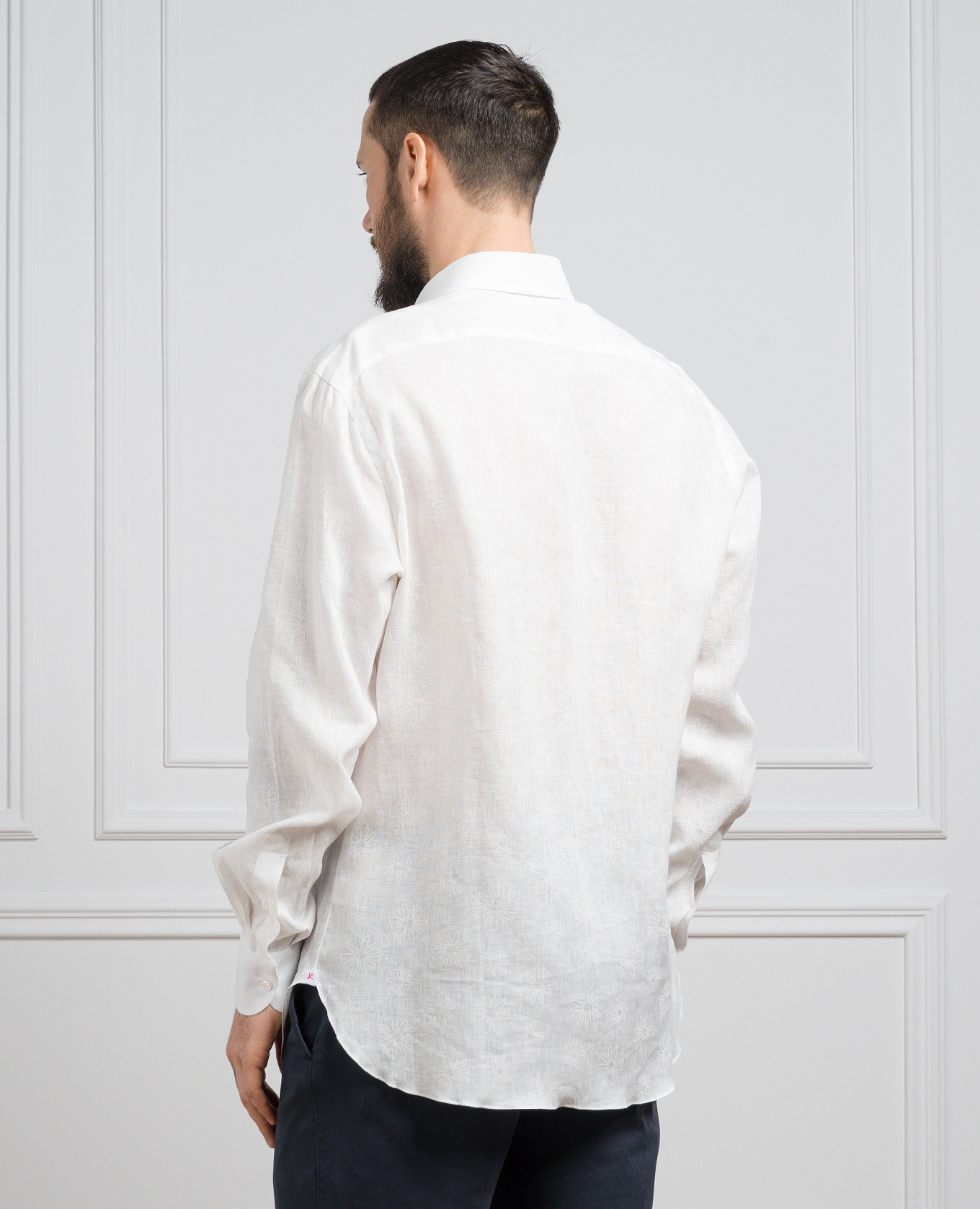 

White shirt made of linen in a print ISAIA