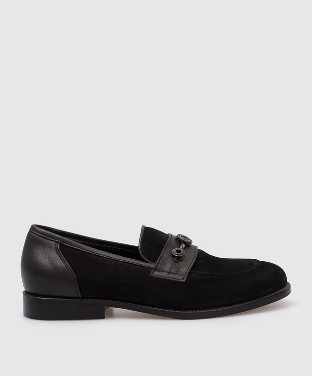 Stefano Ricci Kids Black Suede Loafers YRU514G824SDVTV buy with