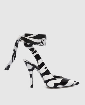 The Attico White Venus leather slingbacks in animal print 231WS418EL020