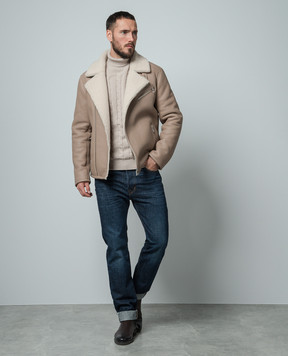 Cashmere&Whiskey Beige sweater made of cashmere in a textured pattern 80605C