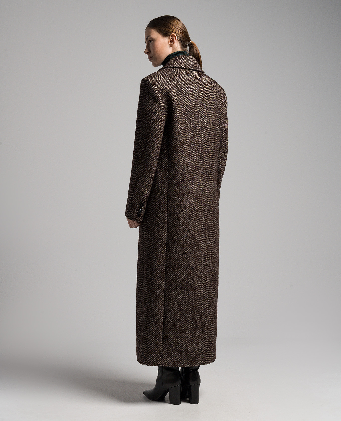 Brown patterned wool and silk tweed coat Michael Kors 4