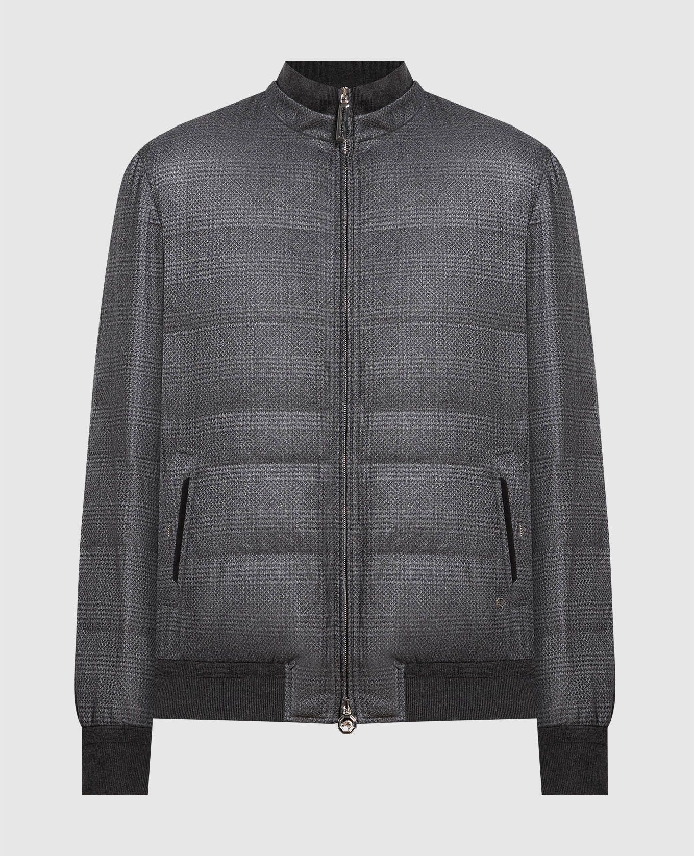 

Gray down jacket made of wool and cashmere with a logo Stefano Ricci, Серый
