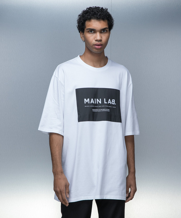 Balmain - T-shirt bianca con patch logo CH6EH015JH91