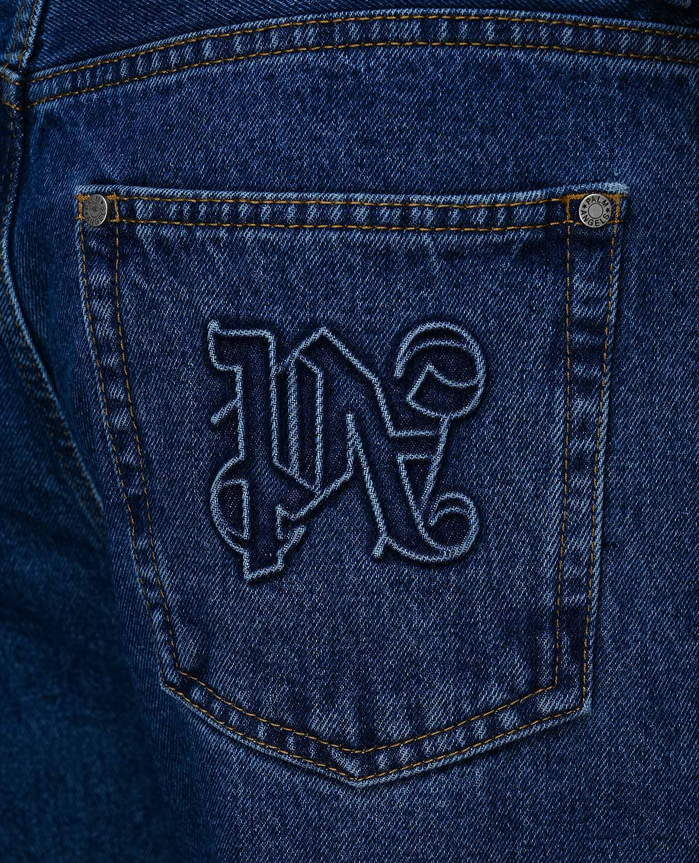Blue jeans with logo monogram Palm Angels 5