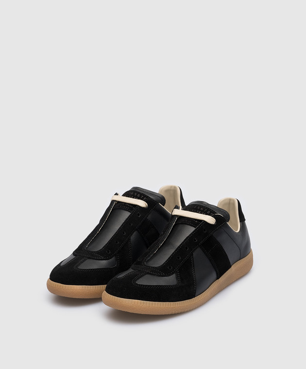 Maison Margiela - Replica black leather sneakers