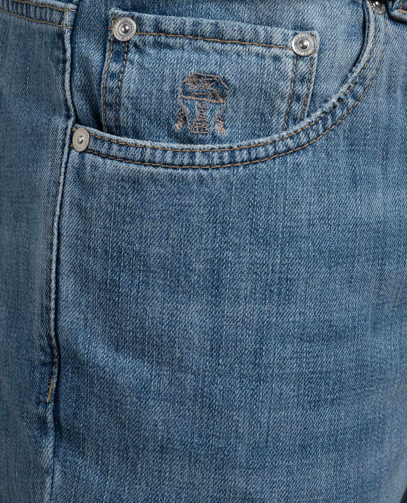 

Blue distressed jeans with logo Brunello Cucinelli, Light blue