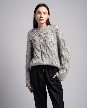 Brunello Cucinelli Gray sweater in a textured pattern with lurex MMA371400