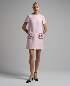 Valentino Pink mini dress with appliqués in the form of flowers 3B0VA6471CF