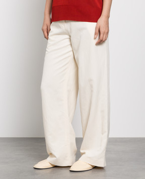 The Row Light beige silk and linen palazzos 6024W2166