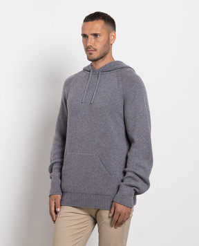 Cashmere&Whiskey Gray cashmere hoodie MU8651305341R