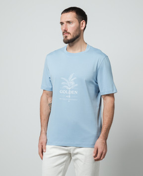 Brunello Cucinelli Blue t-shirt with logo print M0B138482