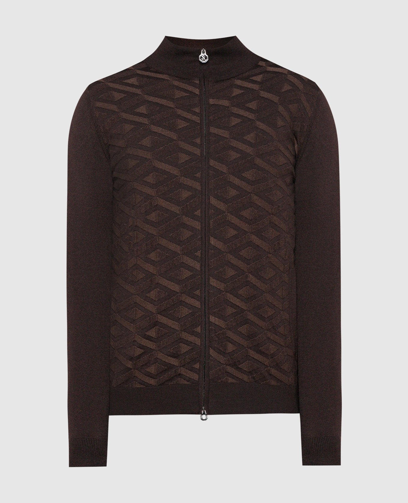 

Brown cardigan in cashmere and silk with a geometric pattern Stefano Ricci, Коричневый