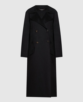 COLOMBO Black double-breasted cashmere coat CP003196405U