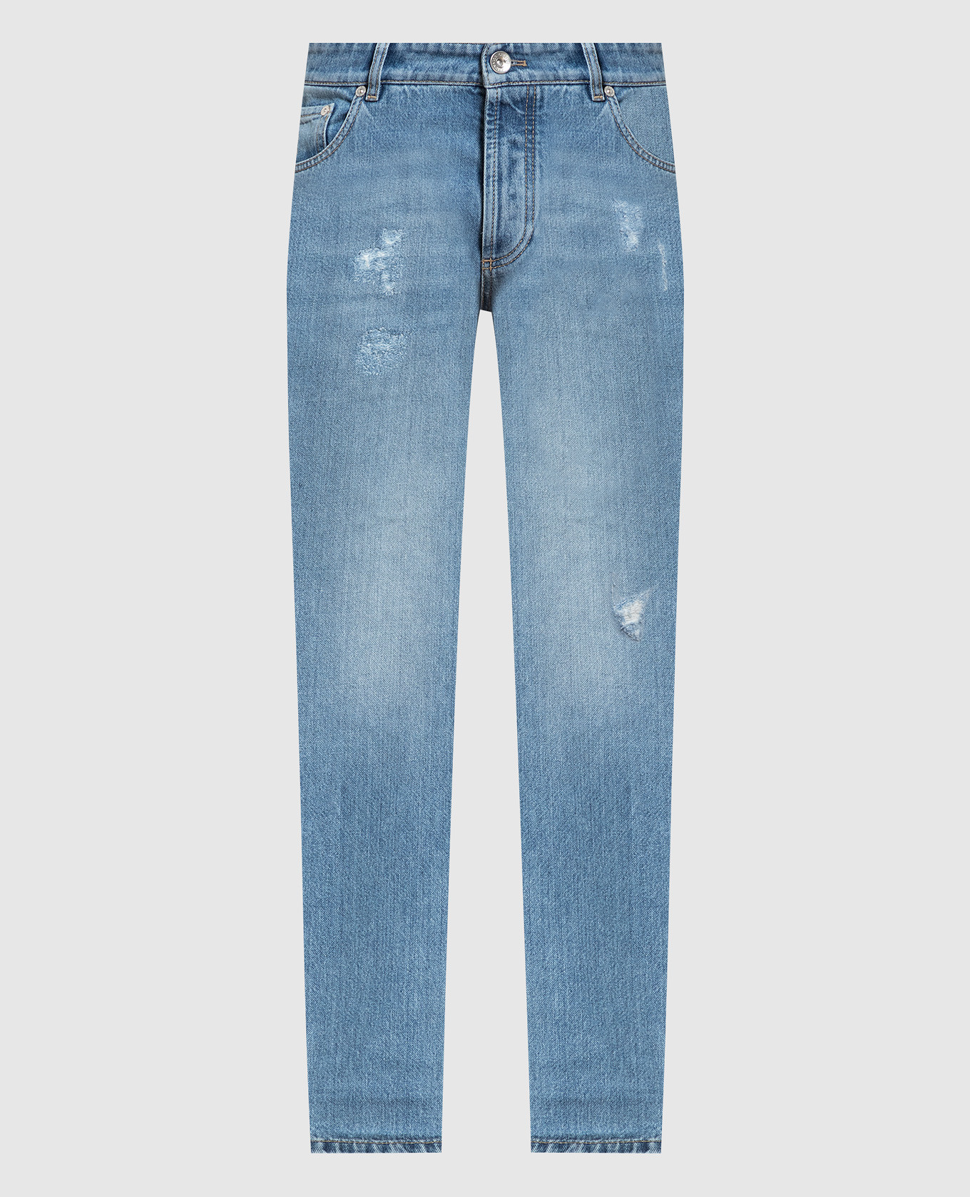 

Blue jeans with a distressed effect Brunello Cucinelli, Голубой