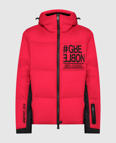 MONCLER GRENOBLE フリンジダウンジャケット レッド Moncler Grenoble - Pramint red down jacket with logo 1A00021539X6