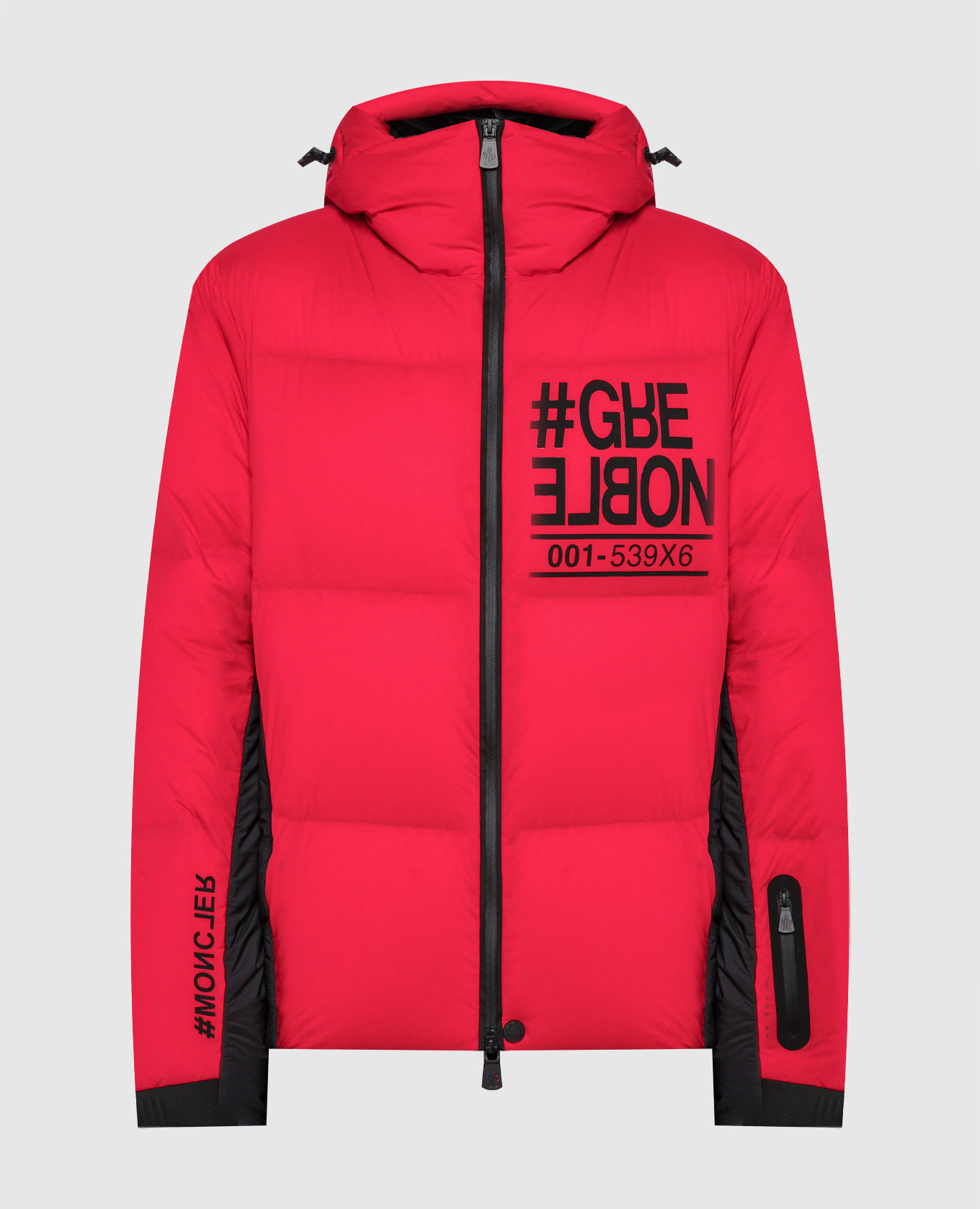 Pramint red down jacket with logo moncler grenoble