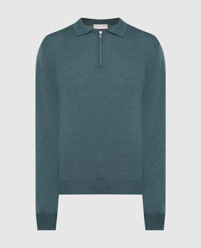 Cashmere&Whiskey Blue wool polo shirt 94394Z