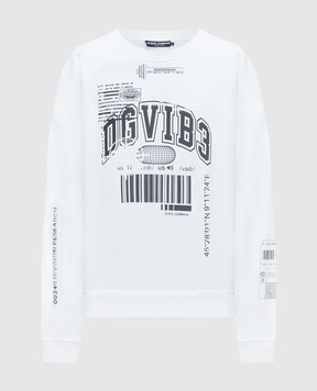 Dolce&Gabbana White sweatshirt with DGVIB3 print G9AQVTG7K3H