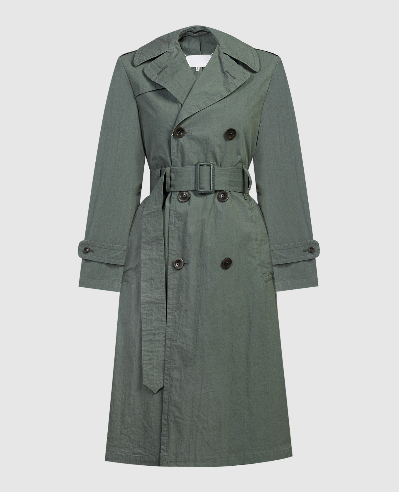 Green trench coat with a reaper effect maison margiela