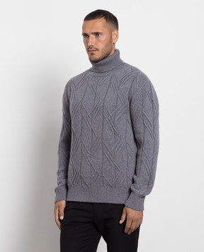 Cashmere&Whiskey Gray sweater made of cashmere in a textured pattern MU8821305341LO
