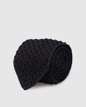 Stefano Ricci Children's black silk tie in a pattern YCRM1600SETA