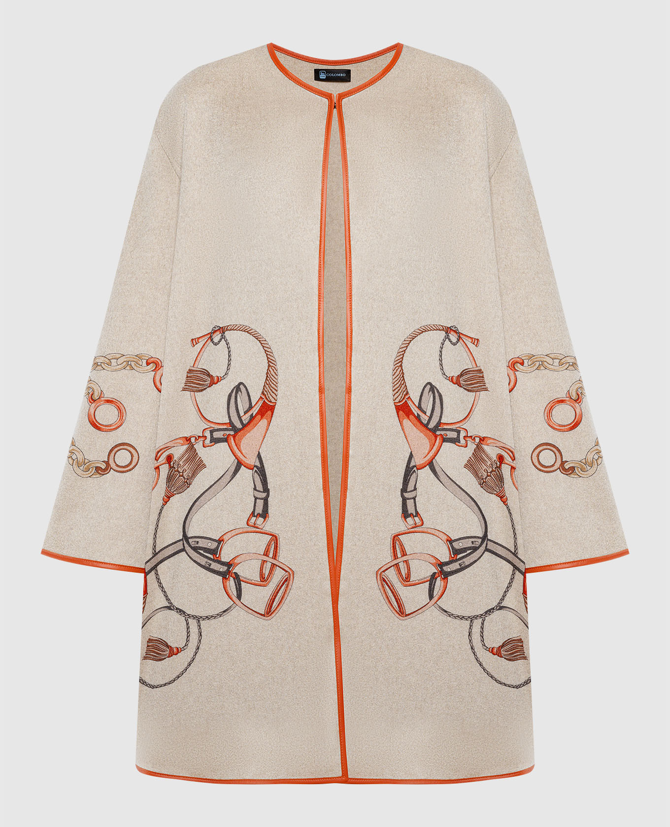 

Beige cashmere coat with a pattern COLOMBO, Бежевый