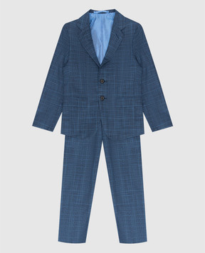 Stefano Ricci Children's blue plaid suit Y1SM732900BI09HC