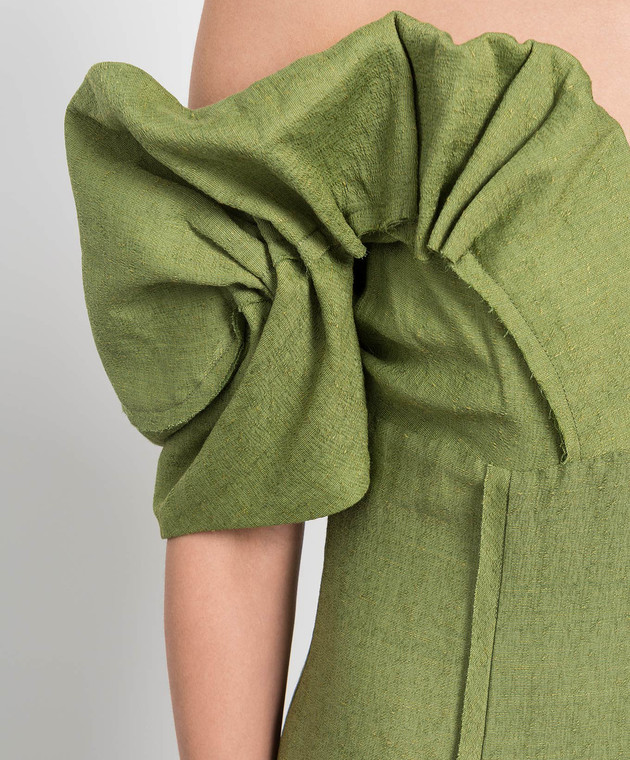 Cult gaia - Green midi dress with slit and puff sleeves DR2003FL - shop  with Croatia delivery at Symbol