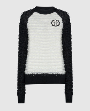 Balmain White jumper with monogram logo appliqué BF0KD05019KF