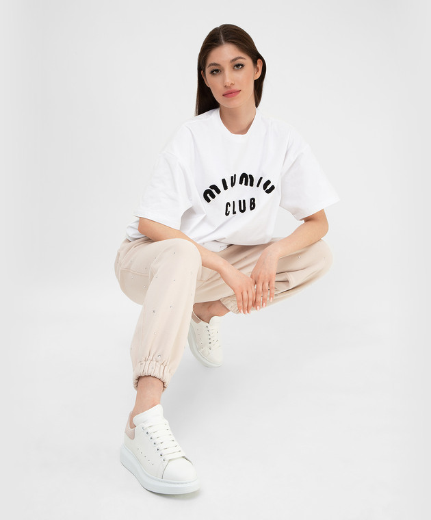Miu Miu - T-shirt with logo embroidery MJN3561QHT - shop Miu Miu - T-shirt with logo embroidery MJN3561QHT - shop