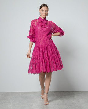 Ermanno Scervino Pink midi dress with lace D442Q327SYJ