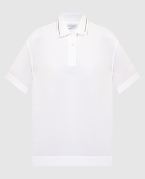 Brunello Cucinelli White polo shirt with monil chain M0T63EM415