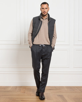 Brunello Cucinelli Brown wool and cashmere polo shirt M2400295