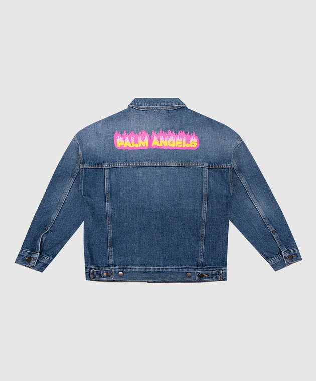 Palm Angels - Children's blue denim jacket with logo