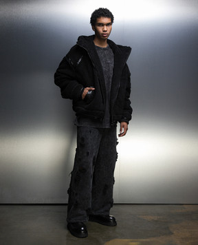 【関税込み】Juun.J ブラック＆グレー パネル フーディ Juun.j Coats for men (black color_ | Shop at Symbol