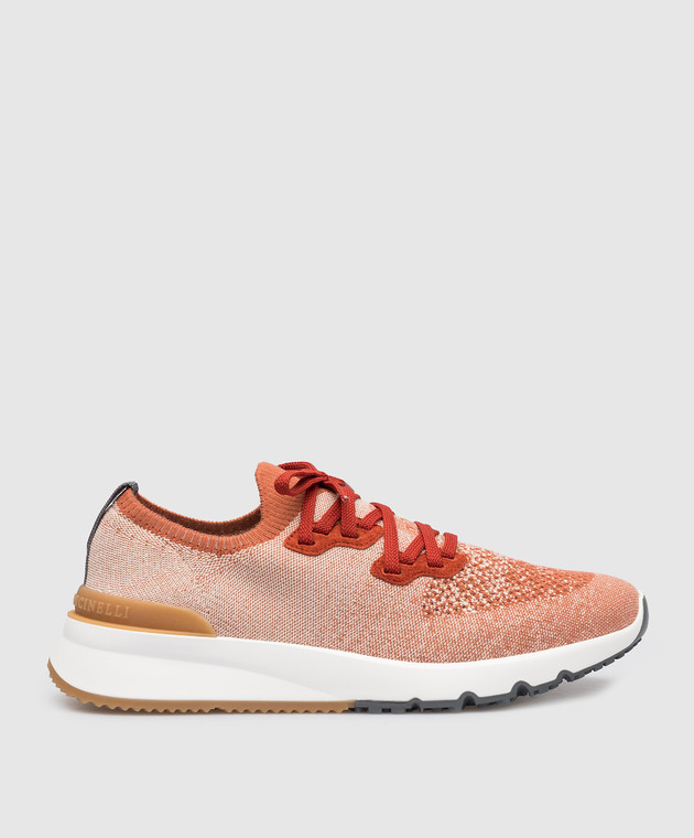 Brunello Cucinelli - Orange sneakers with a textured logo
