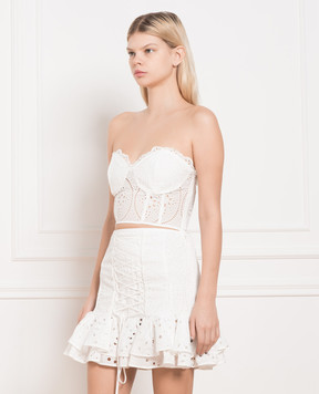 Charo Ruiz White Lita bustier top with broderie embroidery 233106