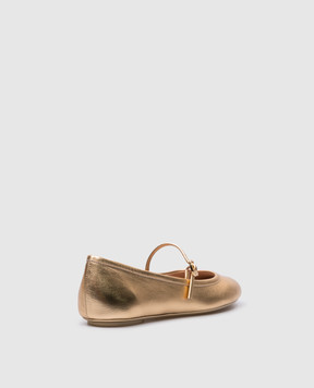 Gianvito Rossi Carla golden leather ballet flats G2222305GOMNPS