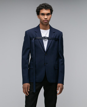 Off-White Blue Sierra Leone Strap Blazer OMEN081F23FAB001