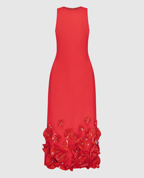 David Koma Red dress made of wool with floral appliqué AW23DK22D