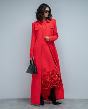 David Koma Red wool maxi coat AW23DK40C