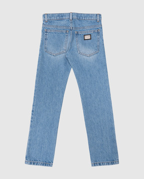 Dolce&Gabbana Children's blue jeans with textured logo L42F59LDC0446